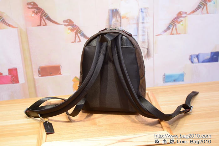 COACH蔻馳 新款C家 F25909 櫻桃印花徽章 迷你雙肩背包 女士書包 小巧可愛款  Chz1136